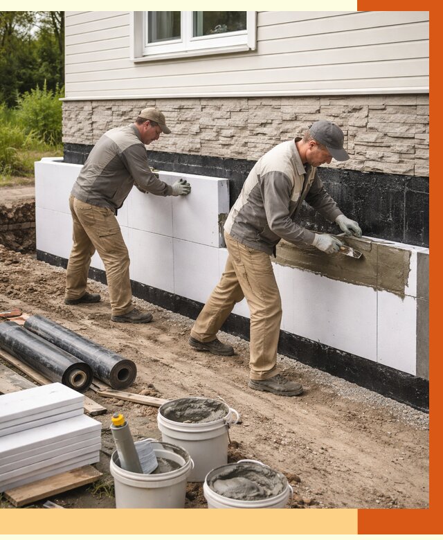 Утепление фундамента снаружи в Тейково от 4567 руб. за м² | ТепломастерТкв