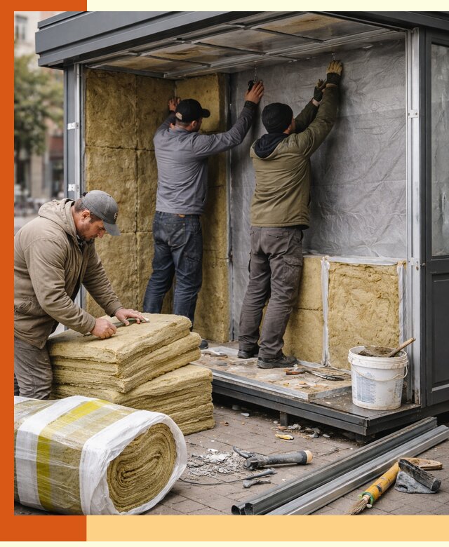 Утепление павильона шаурмы под ключ в Тейково