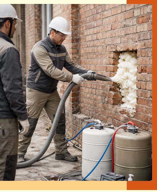 Заливка ППУ в пустоты кирпичной стены в Тейково от 2990 руб. | ТепломастерТкв